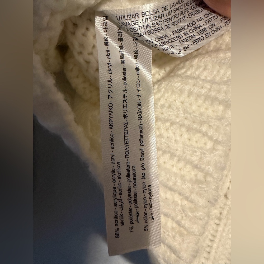 Zara Womens Floral Embroidered Knit Sweater White Puff Sleeves Size Small NEW - Picture 7 of 7